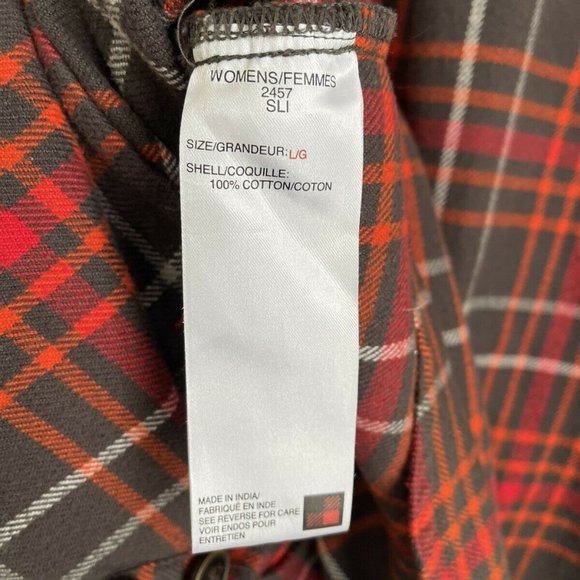 Woolrich Women's Brown Orange Plaid Button Down Shirt Jacket Shaket - Picture 7 of 7
